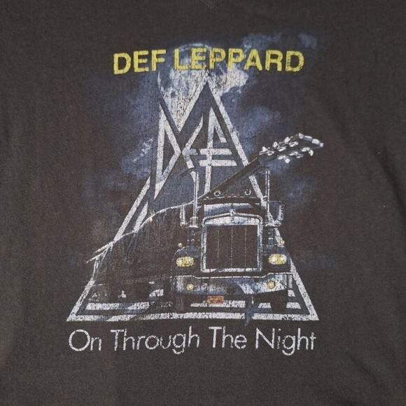 Def Leppard Women's V Neck T-Shirt Black Cotton Size Medium "Through The Night" - Picture 4 of 6